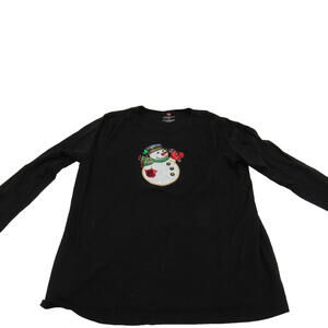 Mercer‎ Street Studio Women's Beaded Sequin Snowman Long sleeve Shirt Sz Med.